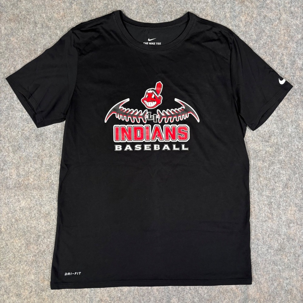 Nike Indians Chief Wahoo T-Shirt LI Wantagh Long Island Baseball Mens L Dri-FIT - Picture 1 of 10